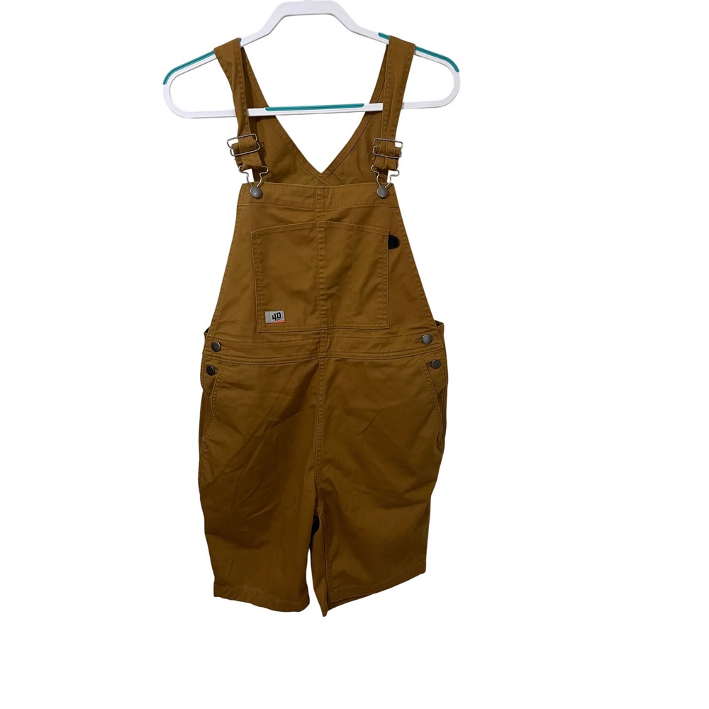 40 Grit by Duluth Trading Co Womens Twill Short Overalls Shortalls Size S Brown
